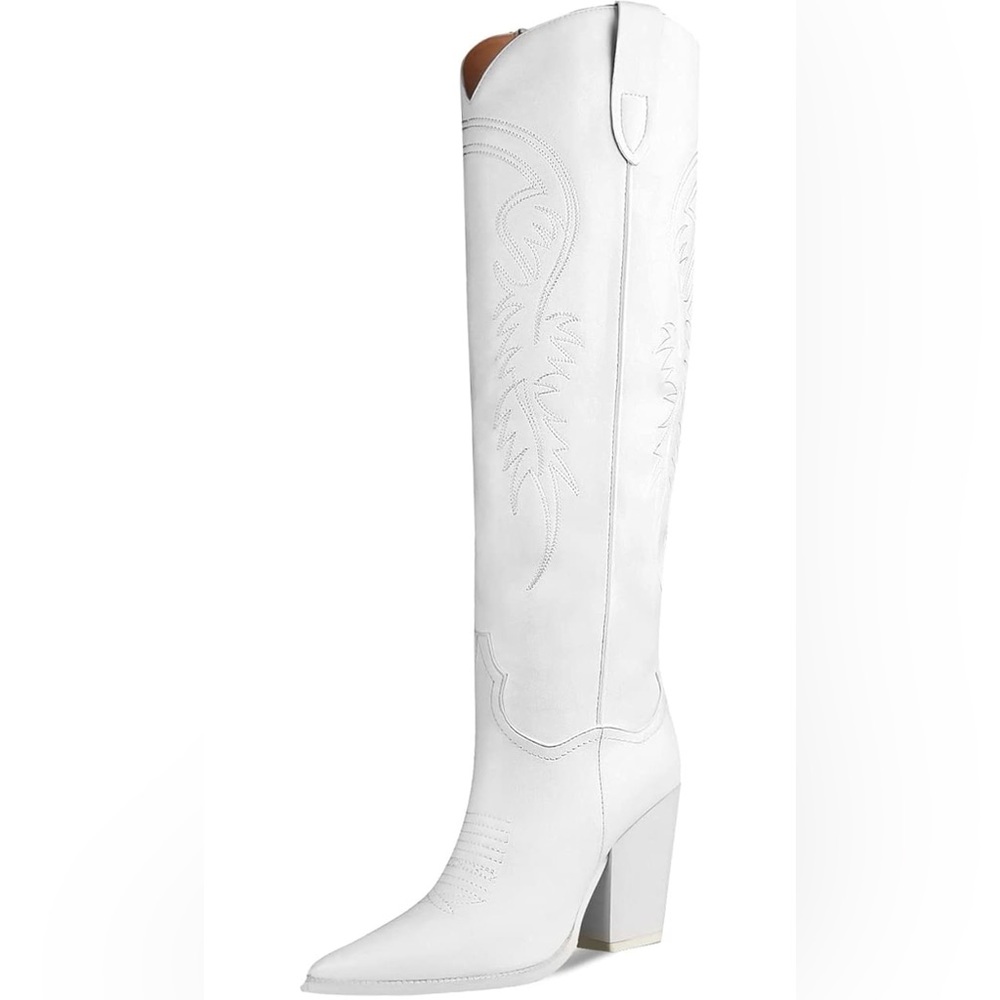 Matte white western cowboy boots worn once.